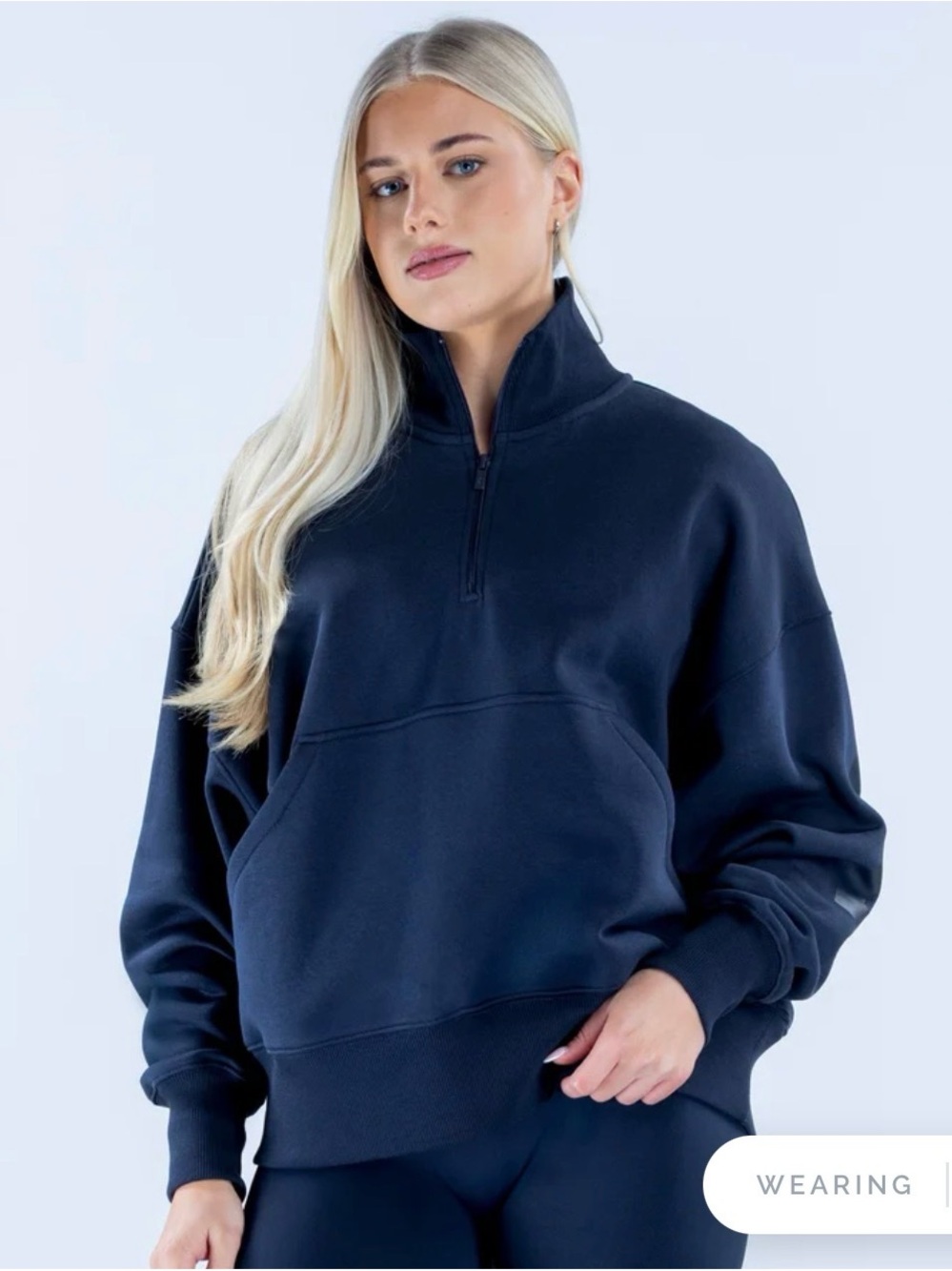 DFYNE Signature Quarter Zip Sweatshirt- oversized Ink color